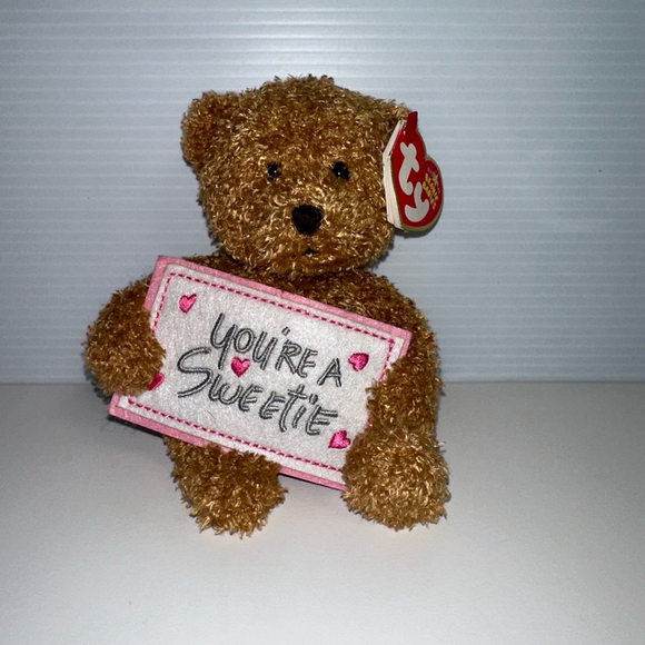 Ty Beanie Babies Other - Ty Beanie Babies Plush Bear Brown Pink NEW “You’re A Sweetie” Love Valentines